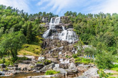 The beautiful Tvindefossen Waterfall, Voss, Norway clipart