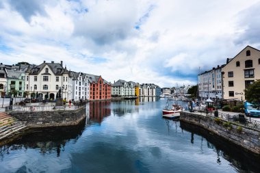 Alesund, Norveç - 20 Ağustos 2019: Alesund, Norveç