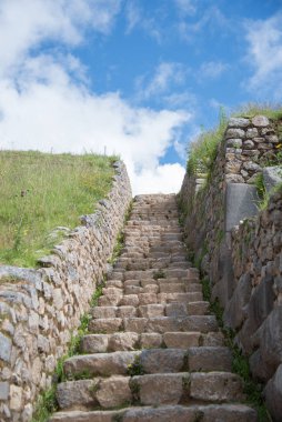 Saksaywaman, Cusco, Peru 'daki İnka harabeleri. .