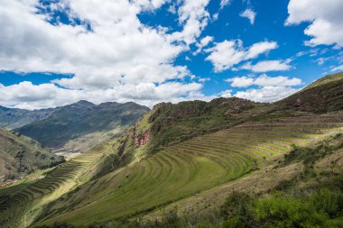 Kutsal Vadi ve Pisac 'ın İnka kalıntıları, Cuzco Peru yakınlarında..
