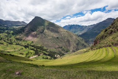 Kutsal Vadi ve Pisac 'ın İnka kalıntıları, Cuzco Peru yakınlarında..