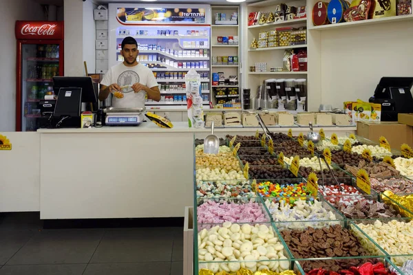 Israël Netanya Oktober 2017 Shop Van Snoep Snoep Noten Halva — Stockfoto