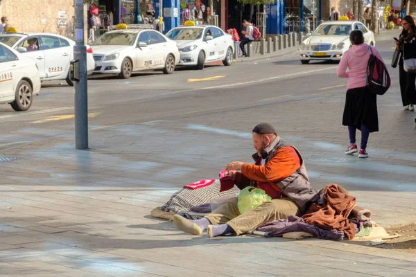 Israel Jerusalén Noviembre 2017 Vagabundo Calle — Foto de Stock