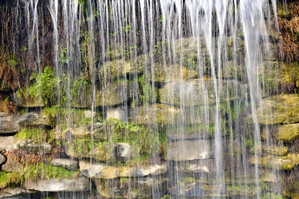 Die Textur Des Fallenden Wassers Und Die Steinmauer Israel — Stockfoto