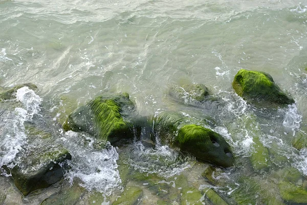 Sfondo Consistenza Acqua Mare Onde Pietre — Foto Stock