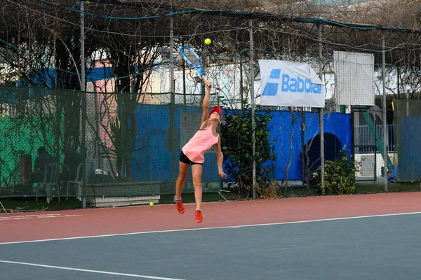 Israele Netanya Luglio 2018 Ragazza Adolescente Che Gioca Tennis Swarty — Foto Stock