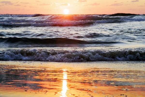 sunset and sun and sea and water and clouds