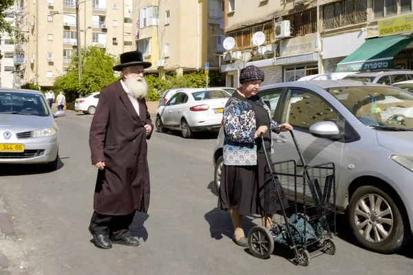 Israel Netanya Octubre 2017 Los Religiosos Judíos Van Compras Mercado — Foto de Stock