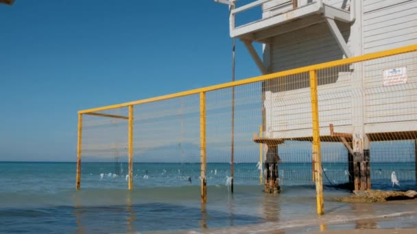 Lifeguard House Sea — Stock Video