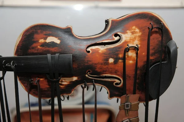 Handmade Wooden Decorative Violin Toy — Stock Photo, Image