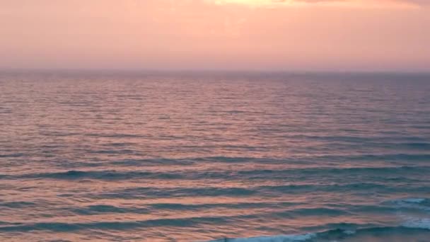 Das Mittelmeer Ist Nach Sonnenuntergang Rosa — Stockvideo