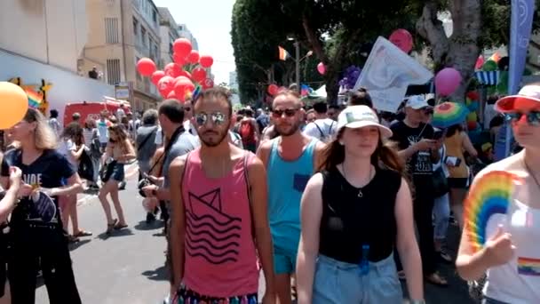 Israel Tel Aviv June 2019 Slowe Motion Traditional Gay Lesbian — Stock Video