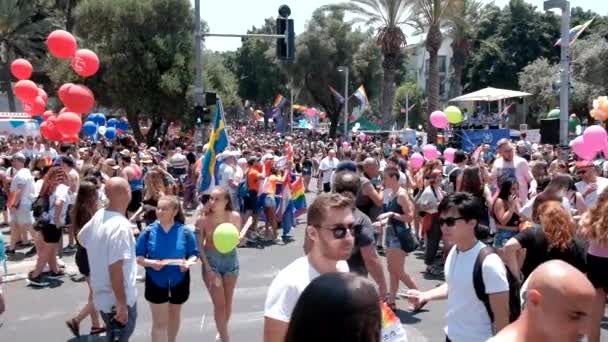 Israel Tel Aviv Juni 2019 Slowe Motion Traditionele Gay Lesbische — Stockvideo