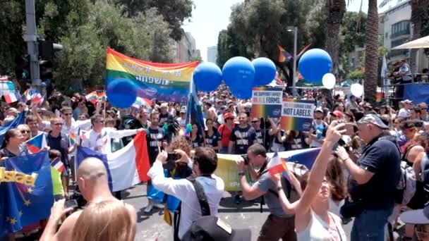 Israele Tel Aviv Giugno 2019 Slowe Motion Tradizionale Gay Lesbica — Video Stock