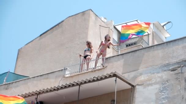 Izrael Tel Aviv Červen 2019 Pomalé Pohyby Tradiční Homosexuální Lesbičová — Stock video