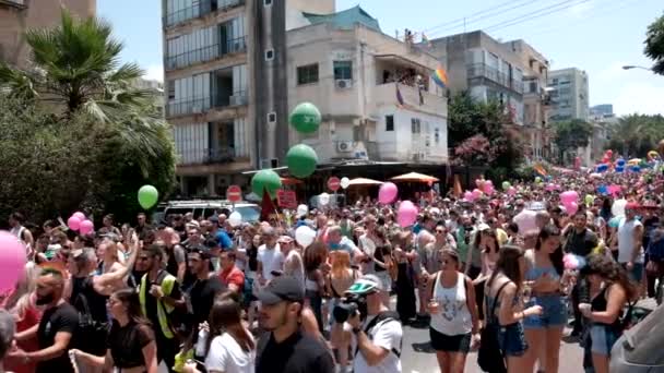 Israel Tel Aviv June 2019 Slowe Motion Traditional Gay Lesbian — Stock Video