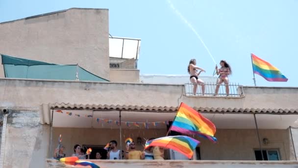 Israel Tel Aviv Juni 2019 Slowe Motion Traditionele Gay Lesbische — Stockvideo