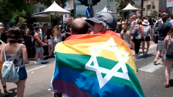 Israel Tel Aviv June 2019 Slowe Motion Traditional Gay Lesbian — Stock Video