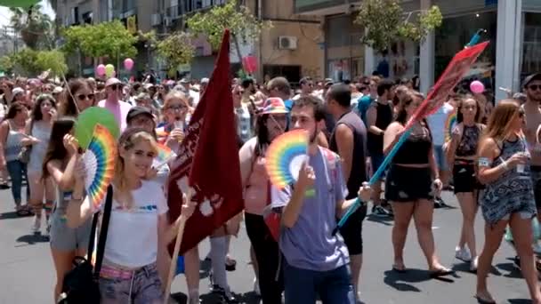 Srail Tel Aviv Haziran 2019 Slowe Motion Geleneksel Gay Lezbiyen — Stok video