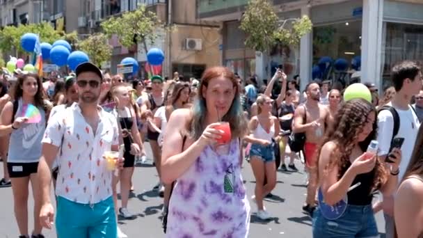 Srail Tel Aviv Haziran 2019 Slowe Motion Geleneksel Gay Lezbiyen — Stok video