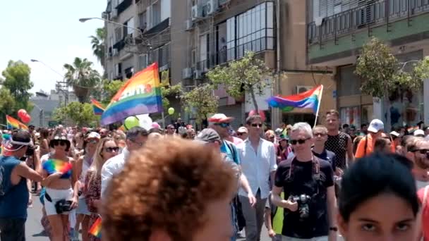 Israel Tel Aviv Juni 2019 Slowe Motion Parade Gay Gay — Stok Video