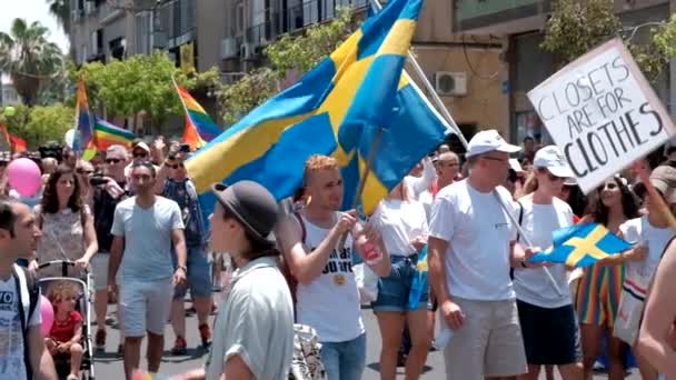Srail Tel Aviv Haziran 2019 Slowe Motion Geleneksel Gay Lezbiyen — Stok video