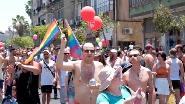 Israel Tel Aviv June 2019 Slowe Motion Traditional Gay Lesbian — Stock Video