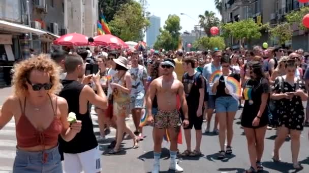 Srail Tel Aviv Haziran 2019 Slowe Motion Geleneksel Gay Lezbiyen — Stok video