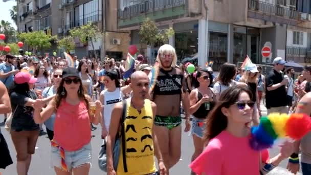 Israel Tel Aviv June 2019 Slowe Motion Traditional Gay Lesbian — Stock Video