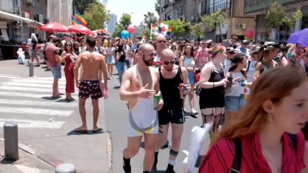 Israel Tel Aviv Juni 2019 Slowe Motion Traditionell Gay Lesbisk — Stockvideo