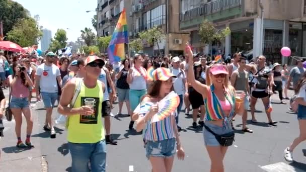 Izrael Tel Aviv Červen 2019 Pomalé Pohyby Tradiční Homosexuální Lesbičová — Stock video
