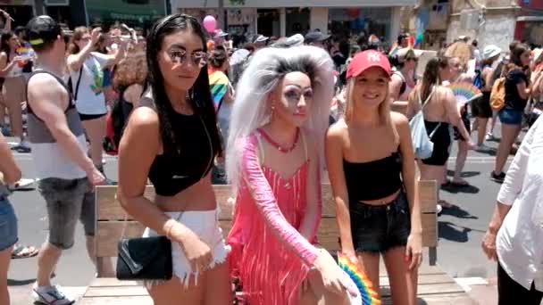 Israel Tel Aviv June 2019 Slowe Motion Traditional Gay Lesbian — Stock Video