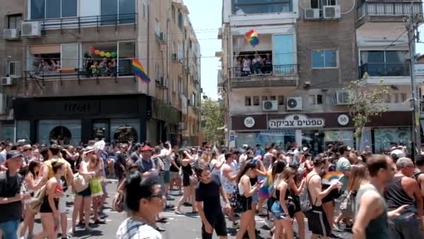 Israel Tel Aviv June 2019 Slowe Motion Traditional Gay Lesbian — Stock Video