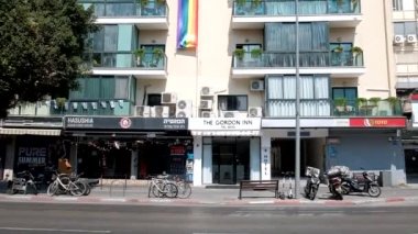 İsrail - Tel Aviv, 14 Haziran 2019: Slowe motion geleneksel gay lezbiyen gay gurur geçit töreni Tel Aviv 2019