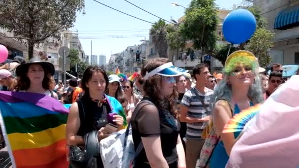 Srail Tel Aviv Haziran 2019 Slowe Motion Geleneksel Gay Lezbiyen — Stok video