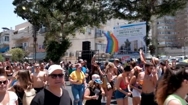 Israel Tel Aviv Juni 2019 Slowe Motion Traditionele Gay Lesbische — Stockvideo