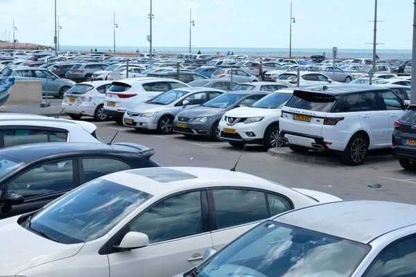 Israel Tel Aviv Mai 2020 Großer Parkplatz Nahe Der Altstadt Stockbild