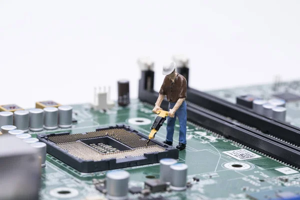 maintenance man repairing electronic equipment