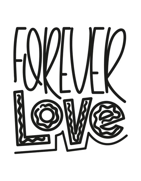 Forever Love Romantyczne Napisy Ręcznie Napisany Wektor — Wektor stockowy