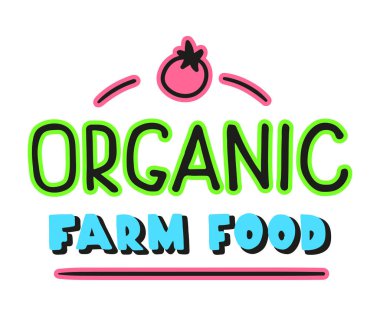 Organik Çiftlik Gıda. El çizilmiş Eko dostu yazı