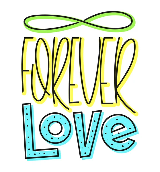 Forever Love Walentynki Napis — Wektor stockowy