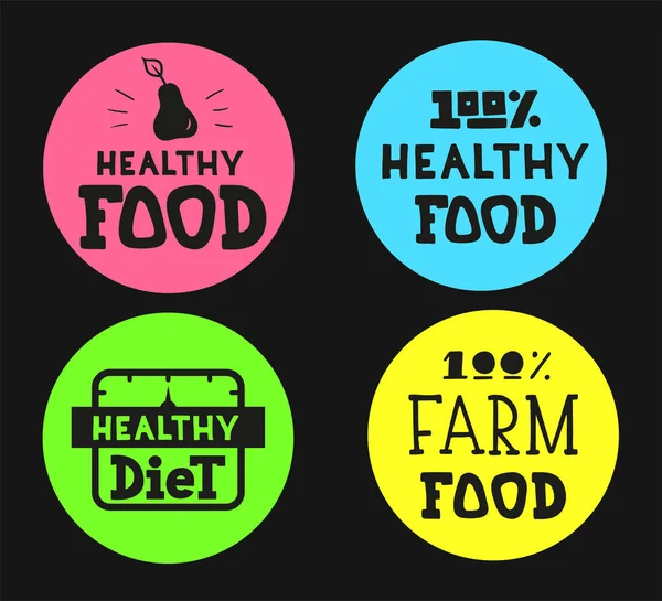 Set Van Gezonde Natuur Voedsel Logo Etiketten — Stockvector