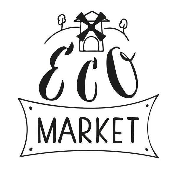 Eco Market Illustration Dessinée Main — Image vectorielle