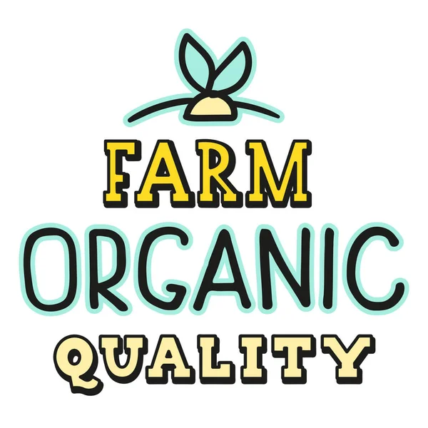 Qualité Agricole Biologique Emblème Cadre Logo Doodle — Image vectorielle