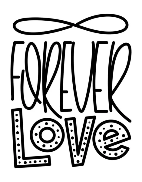Forever Love Ręcznie Napisana Ilustracja — Wektor stockowy