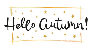 Merhaba Sonbahar! El yazısı illüstrasyon.