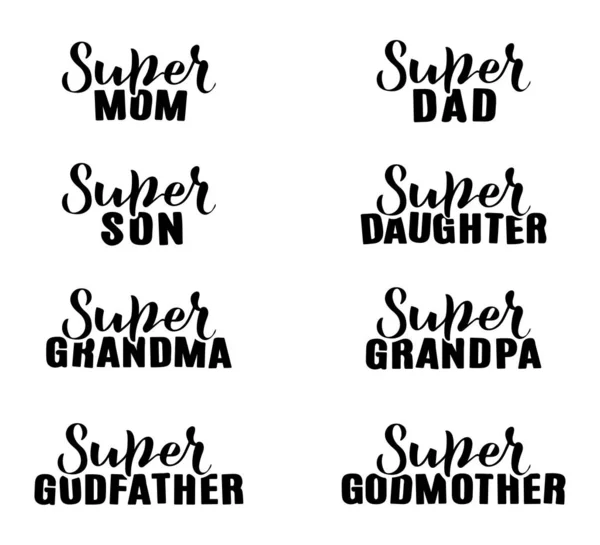 Super Familia Suegra Abuela Abuelo Madrina Madrina — Vector de stock