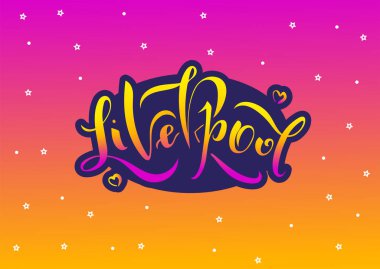 Liverpool İngiltere İngiltere. Vektör modern stil kaligrafi. 