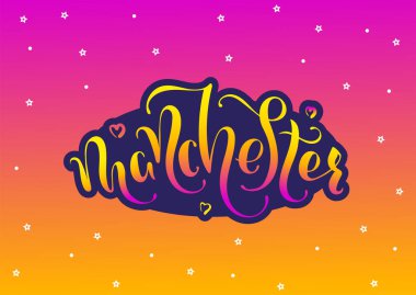 Manchester İngiltere İngiltere. Vektör modern stil kaligrafi. 