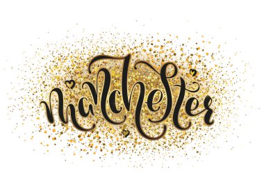 Manchester İngiltere İngiltere. Vektör modern stil kaligrafi. 